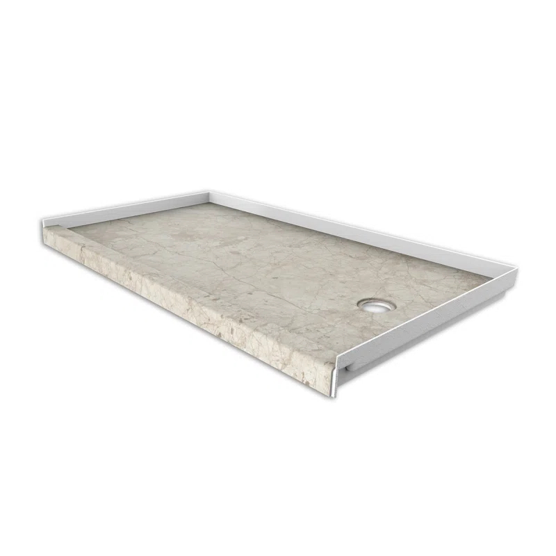 FlexStone 60"L x 30"W Single Threshold Alcove Shower Base with Right-Hand Drain