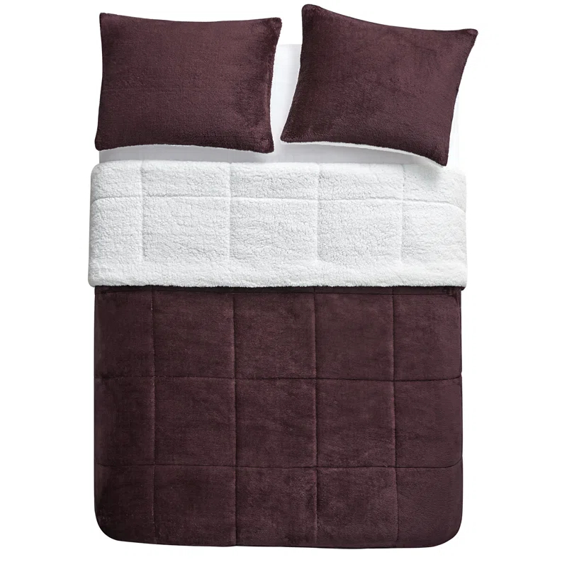 Ultra Plush Reversible Faux Fur and Sherpa 3-Piece Comforter Set