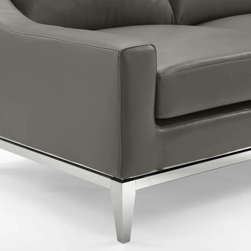 Harness 83.5" Stainless Steel Base Leather Sofa by Modway