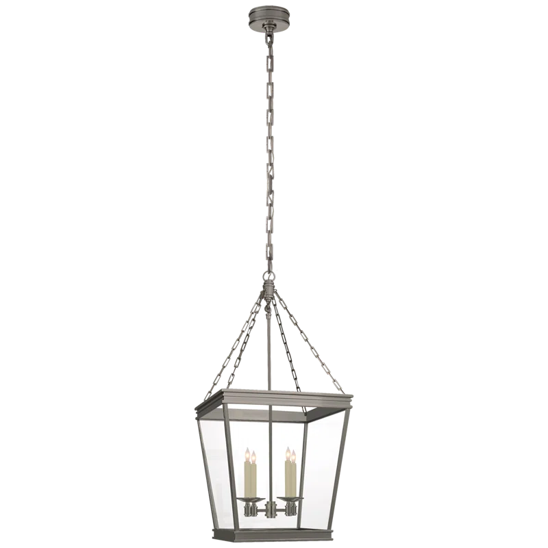 Antique Brass and Glass 34.5" Indoor/Outdoor Lantern Pendant