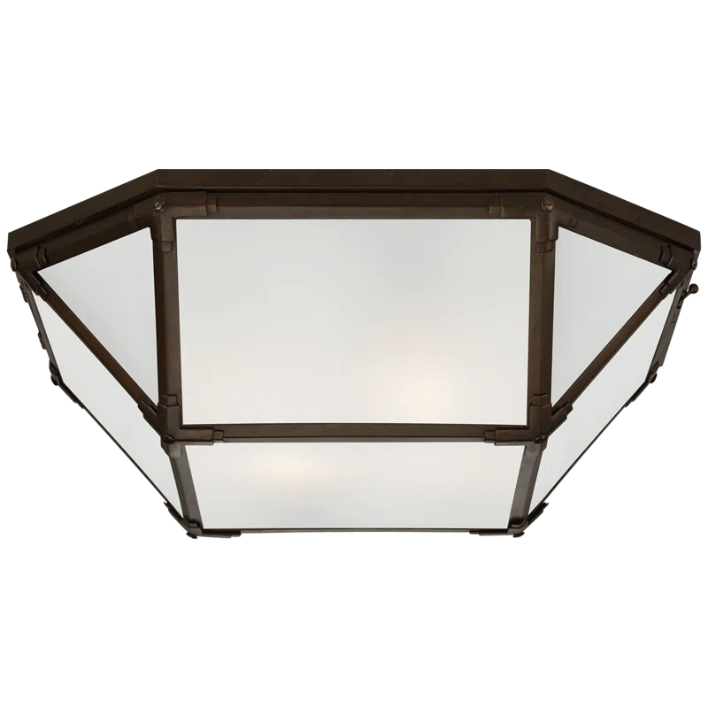 Morris Antique Zinc 20" Industrial Geometric Flush Mount Ceiling Light