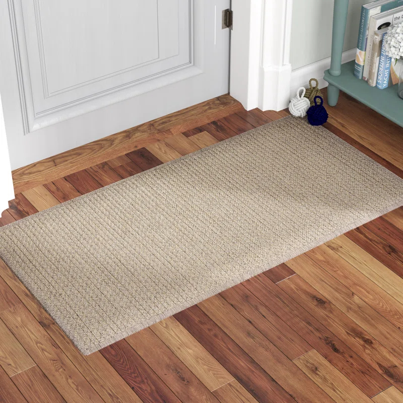 Beachcrest Home™ Zulma Houndstooth Braided All-Natural Wool Area Rug