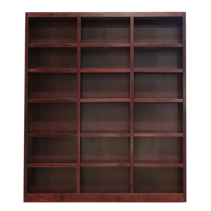 Winston Porter Aliette Triple Wide Wood Bookcase, 18 Bookshelf, 84 inch Tall Storage and Display Bookshelf for Home Office and Living Room