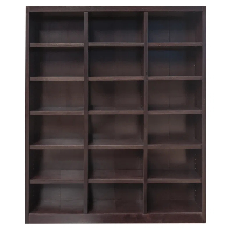 Winston Porter Aliette Triple Wide Wood Bookcase, 18 Bookshelf, 84 inch Tall Storage and Display Bookshelf for Home Office and Living Room
