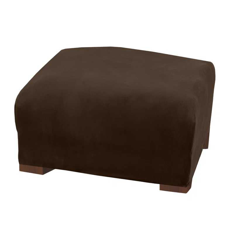 Latitude Run® Velvet Plush Stretch Ottoman Slipcover