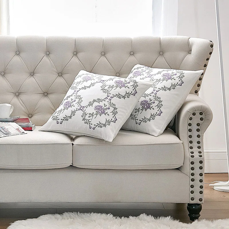 Rose Embroidered Pillow Cover (Set of 2)