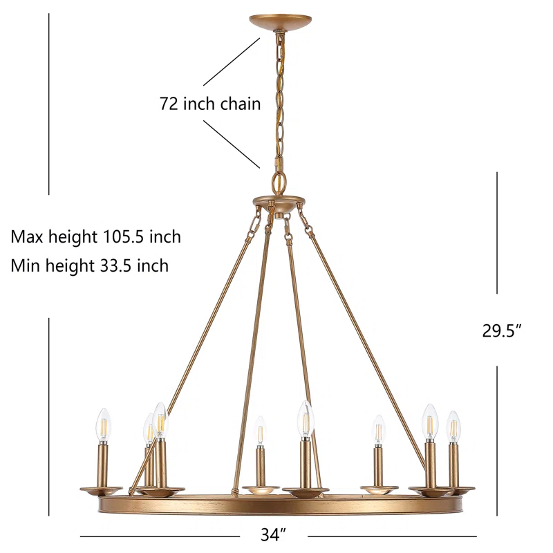 Natal 8 - Light Dimmable Wagon Wheel Chandelier