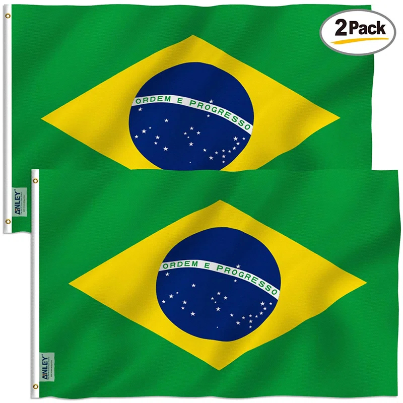 ANLEY Brazil Flag Polyester 36 x 60 in. House Flag (Set of 2)