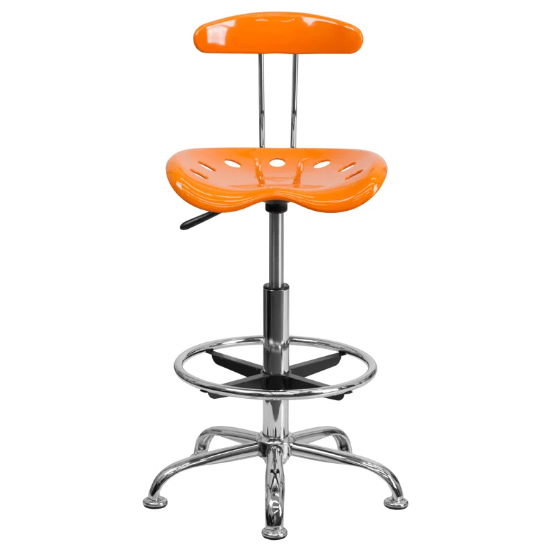 Flash Furniture Monroe Vibrant Chrome Drafting Stool with Tractor Seat
