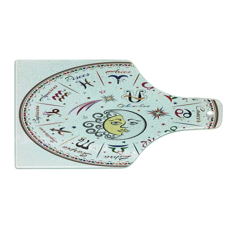 Ambesonne Ambesonne Astrology Tempered Glass Cutting Board Moon Sun and Signs Multicolor