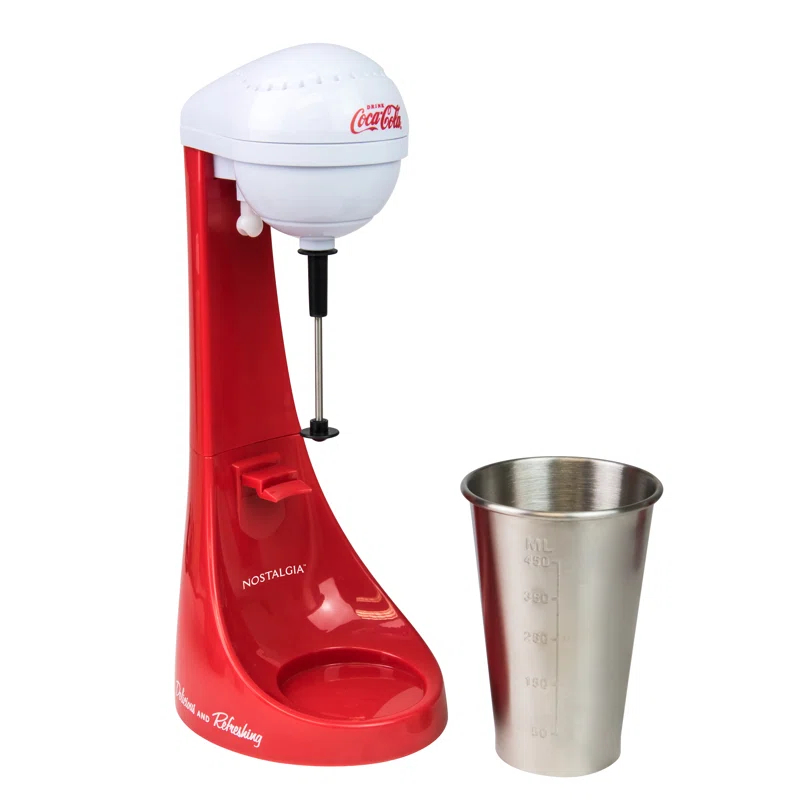 Nostalgia Nostalgia Two-Speed Electric Coca-Cola Limited Edition Milkshake Maker and Drink Mixer, Includes 16-Ounce Stainless Steel Mixing Cup & Rod