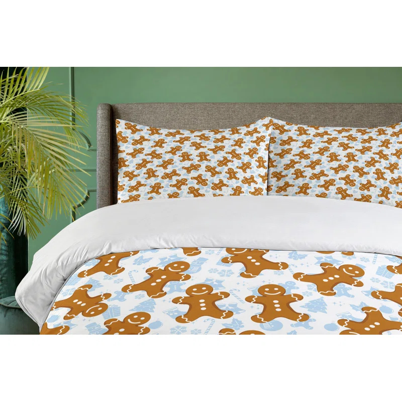Ambesonne Gingerbread Man Modern & Contemporary Abstract Duvet Cover Set