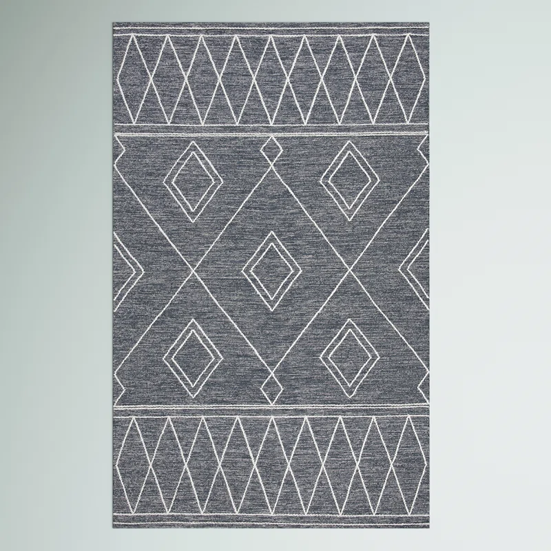 Steelside™ Holtby Southwestern Hand-Woven Flatweave Charcoal/Ivory Area Rug