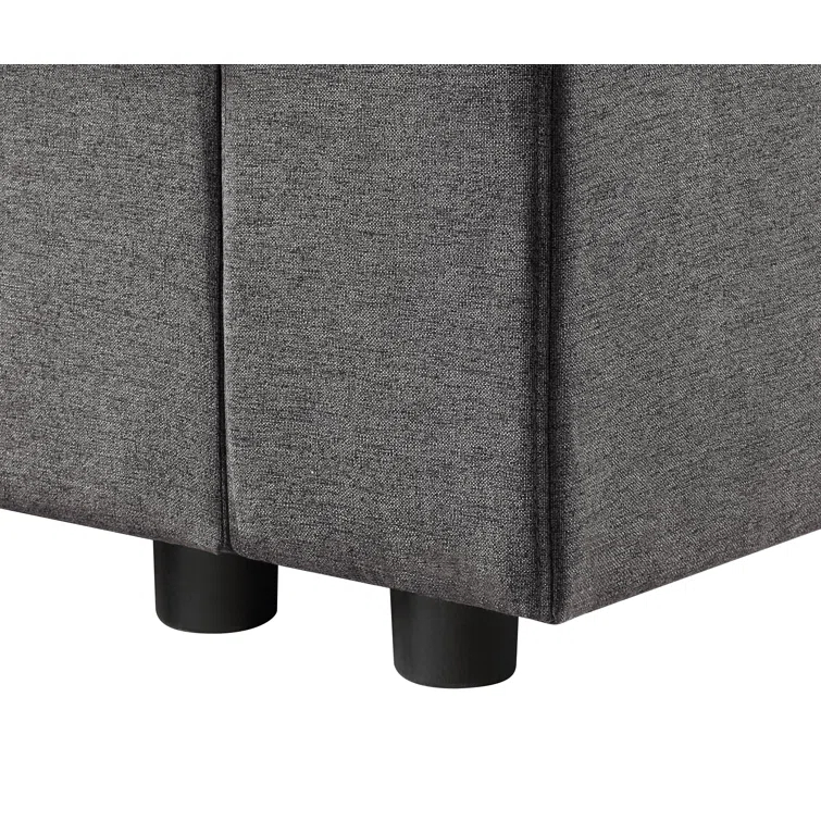 Hokku Designs Aviyana Waylon Gray Linen 4-Seater Sofa with Pockets