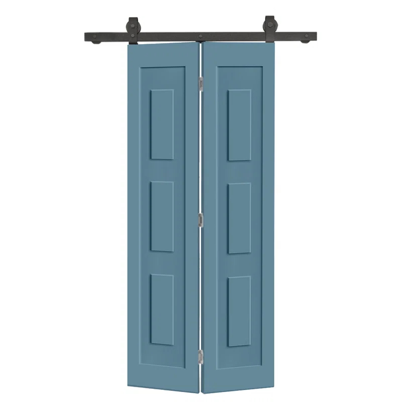 Calhome 3 Panel Shaker Composite Bi-Fold Door with Sliding Barn Door Hardware Kit