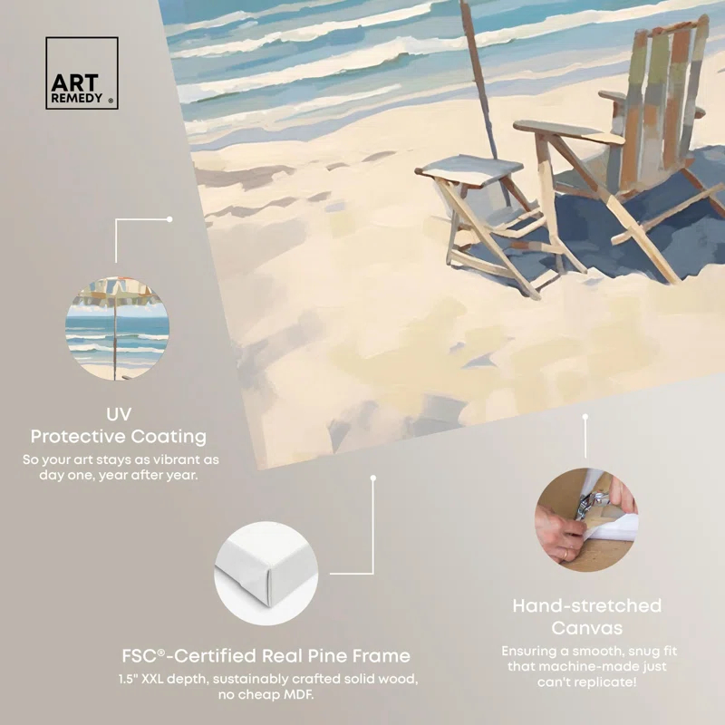 Art Remedy Clear Skies Beach Canvas Glam Coastal Wall Art by Art Remedy