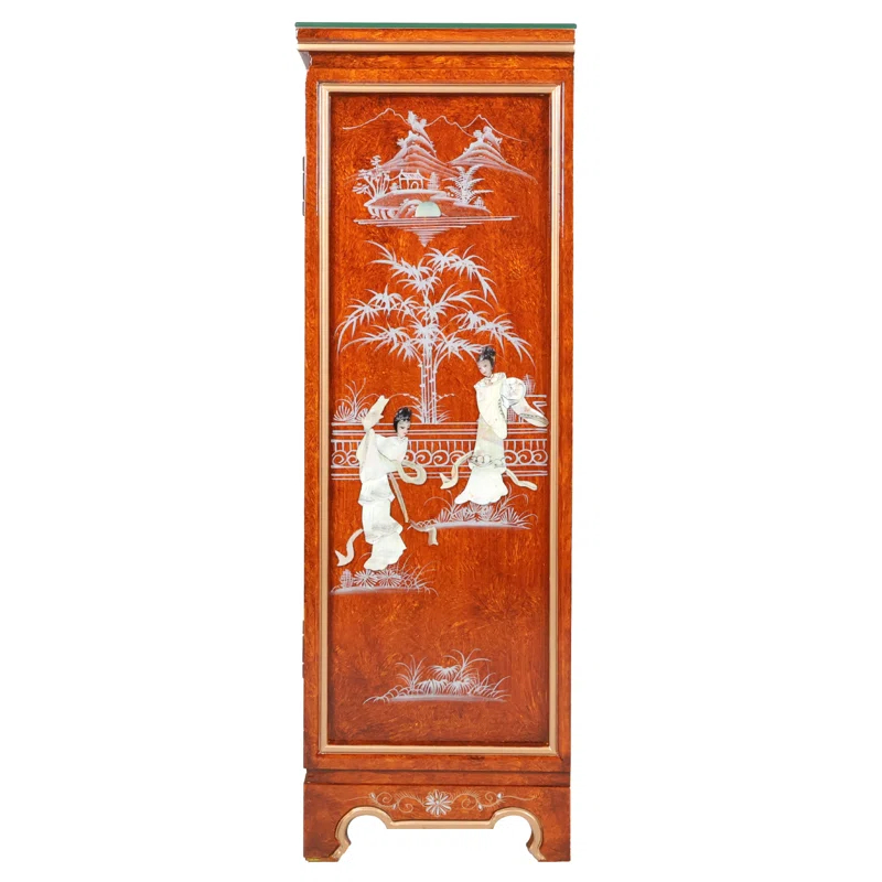 Bloomsbury Market Oriental lacquer Pedestal With Inlaid Mother of Pearl