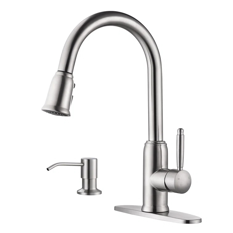 WOWOW WOWOW Pull Down Kitchen Faucet with Soap Dispenser 2310101-S-WF