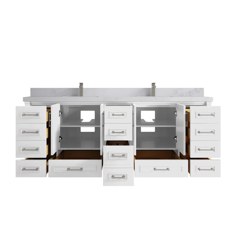 Willow Collections Aberdeen 84'' Double Bathroom Vanity with Quartz Top