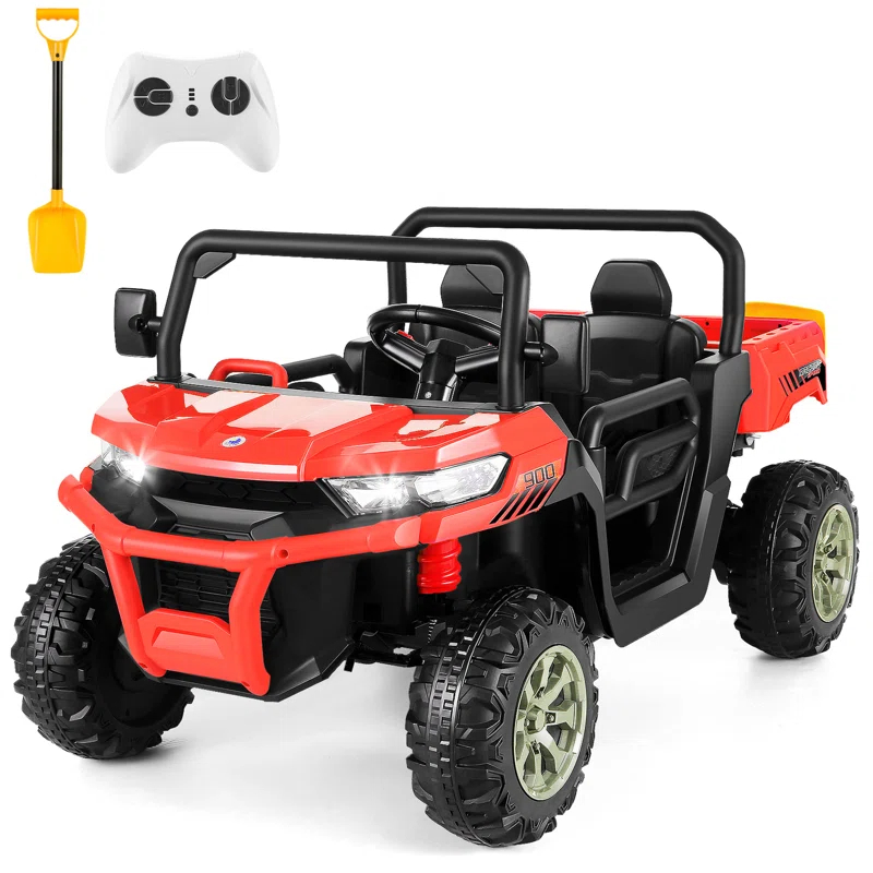 4 Wheels 24V Ride on Dump Truck Toys 2 Seater Kids Ride On UTV Car with Remote Control,Electric Dump Bed