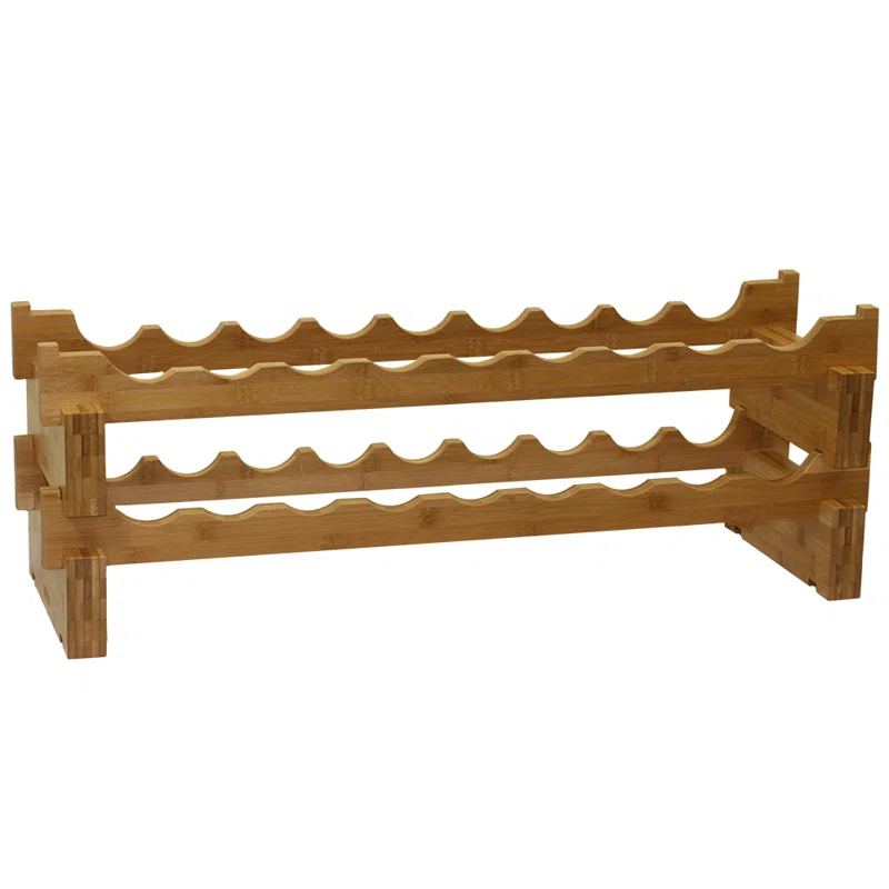 Ocean Star International Solid Wood Floor Wine Bottle Rack in Natural