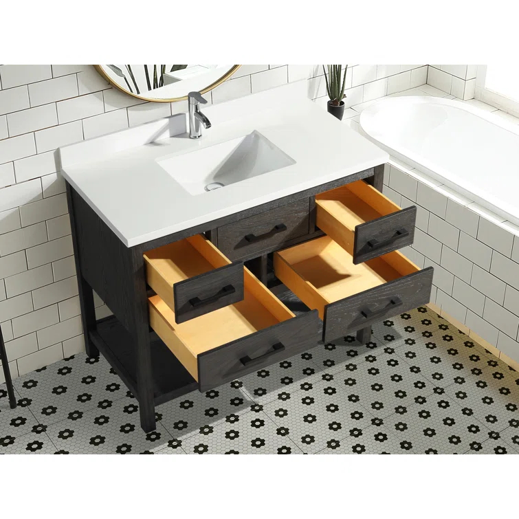 Ari Kitchen & Bath Betty 42'' Single Bathroom Vanity with Quartz Top