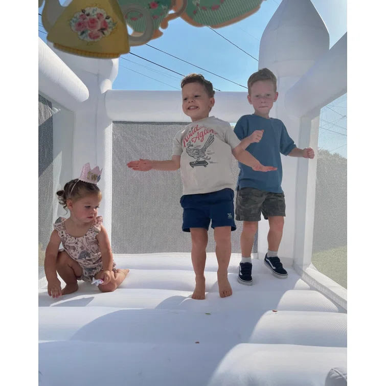 Connsann 9' x 9'  Oxford White Bounce House with Slide and Air Blower