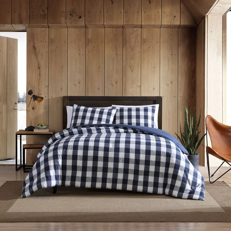 Eddie Bauer Eddie Bauer Lakehouse Plaid Blue Cotton Duvet Cover Set