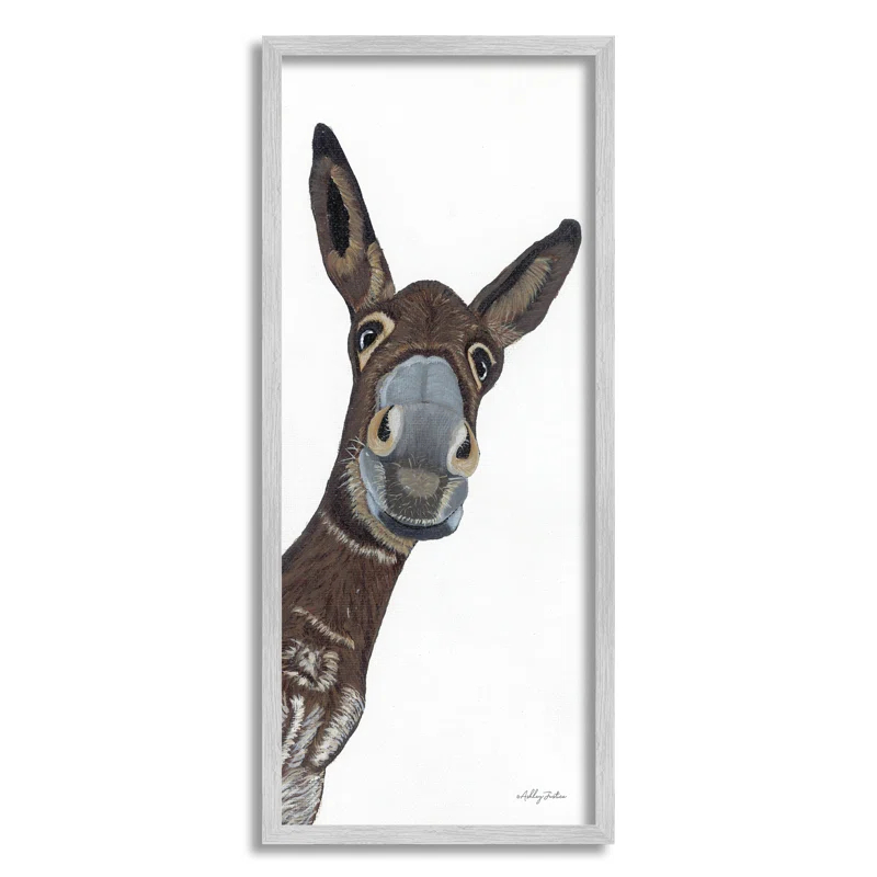 Stupell Industries " Donkey Peering Happily Casual Farm Animal Portrait " by Ashley Justice