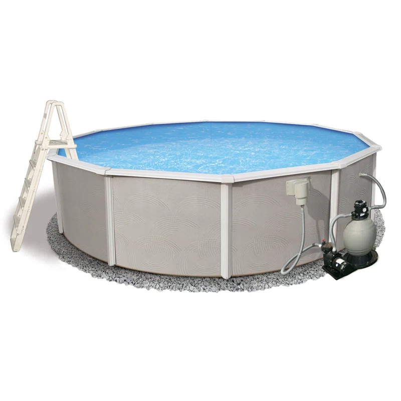 Blue Wave Products Belize Round 52-in Deep 6-in Top Rail Swimming Pool Package