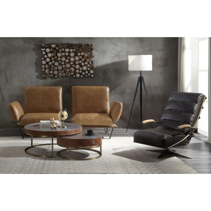 ColourTree Narech 88'' Leather Sofa