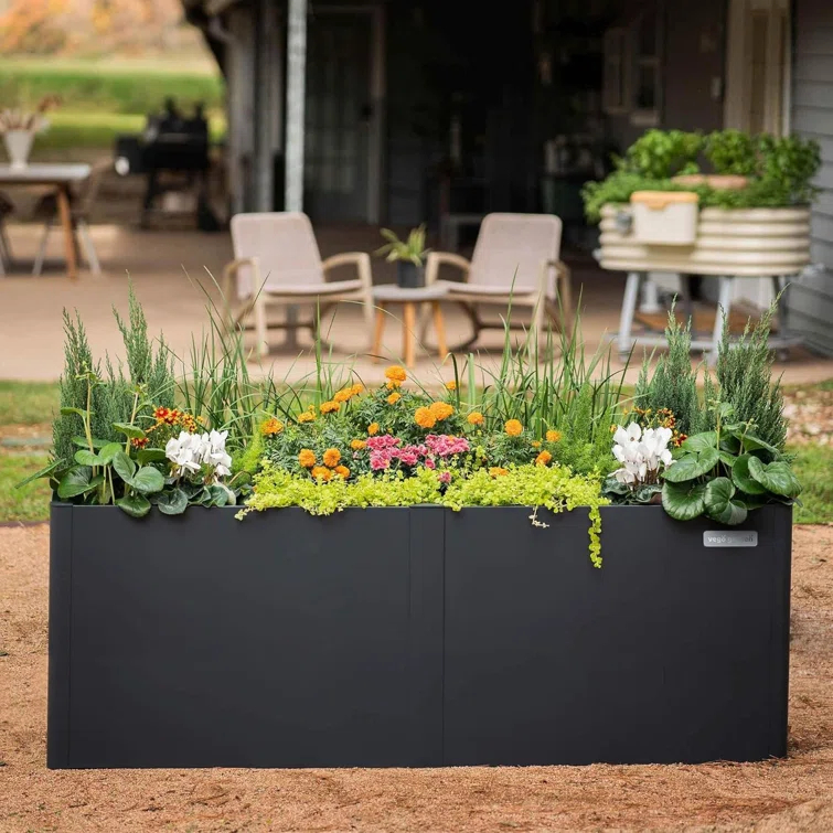 Vego Garden Modern 32" Tall Metal Outdoor Long Planter Box