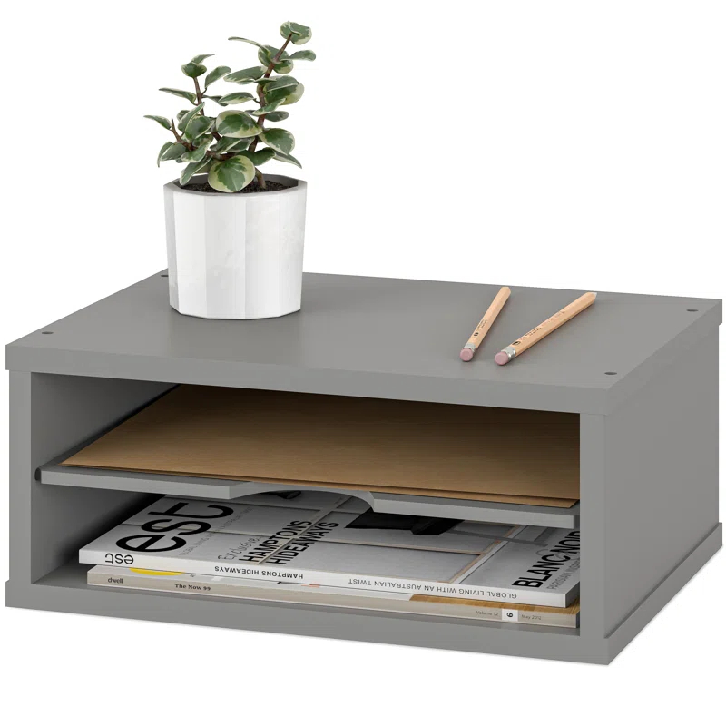 Ballucci Logan Stackable 2-Tier Paper Organizer and Monitor Stand