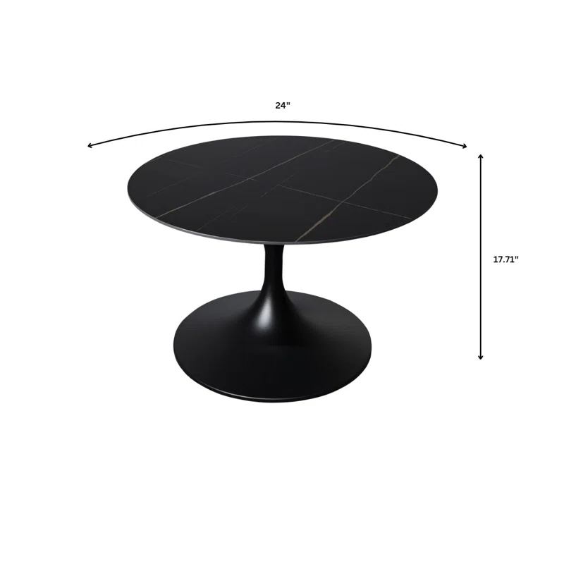 Ivy Bronx 24" Round Coffee Table With Sintered Stone Top And Powder-Coated Stainless Steel Base Sanath Collection