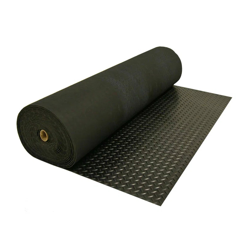 Rubber-Cal, Inc. Rubber-Cal "Diamond-Plate" Rubber Flooring Rolls Rubber-Cal, Inc. 48'' W x 24'' L Garage Flooring in Black