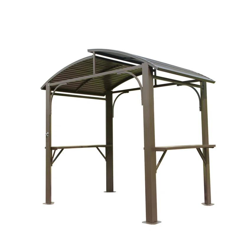 HLILish 8X5ft  Arc Roof, Grill Canopy For Outdoor Grill W/Double Galvanized Steel Roof And 2 Side Shelves, BBQ Gazebo Grill Tent For Patio Garden Backyard