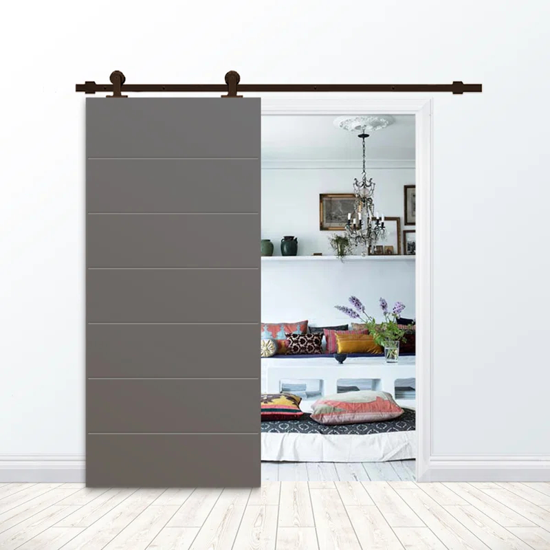 Calhome Hollow Paneled Painted with Installation Hardware Kit Barn Door