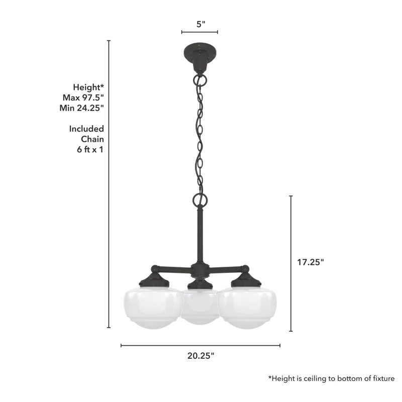 Hunter Fan Hunter Saddle Creek 3 Light Chandelier Ceiling Light Fixture