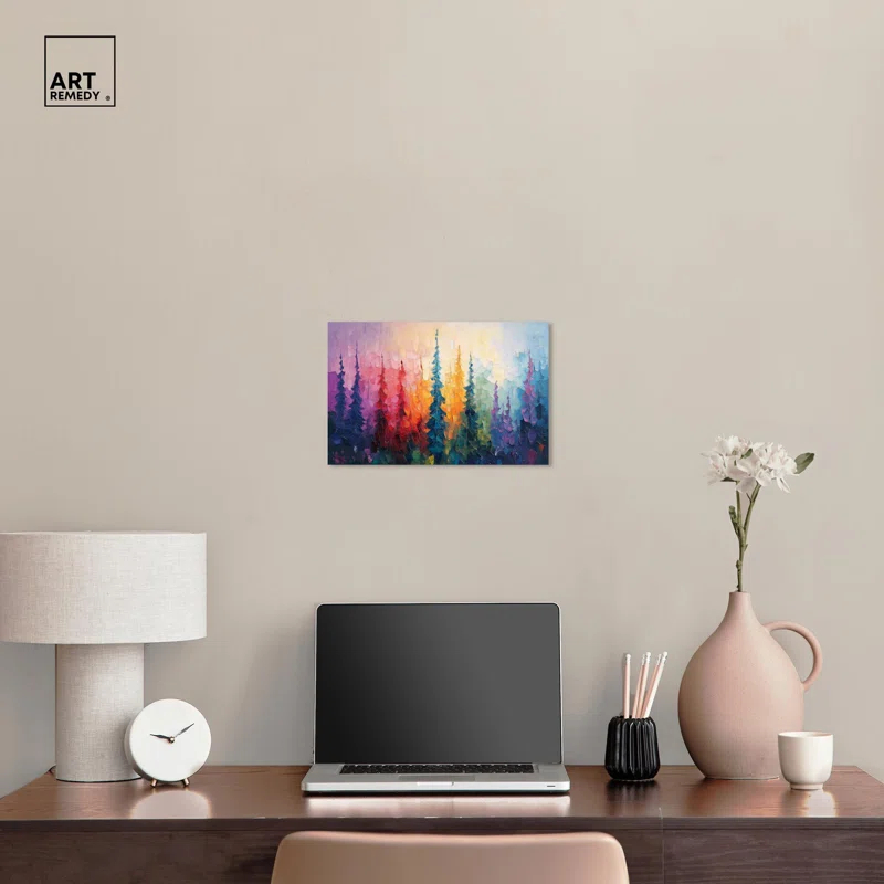 Art Remedy Branching Color Fusion Canvas Colorful Floral Art by Art Remedy