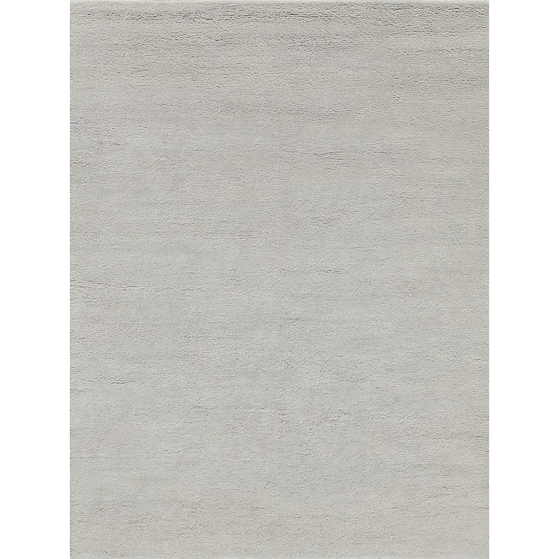 Rectangle Merino Solid Color Hand-Knotted Wool Area Rug In Beige
