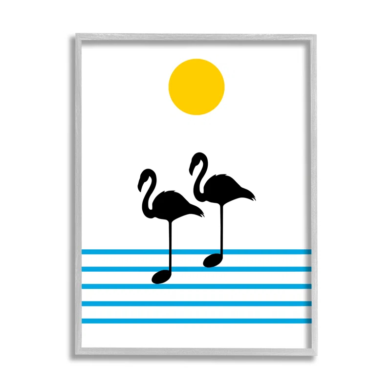 Stupell Industries " Morning Sound Flamingo Silhouettes Music Chart Abstraction " by Atelier Posters