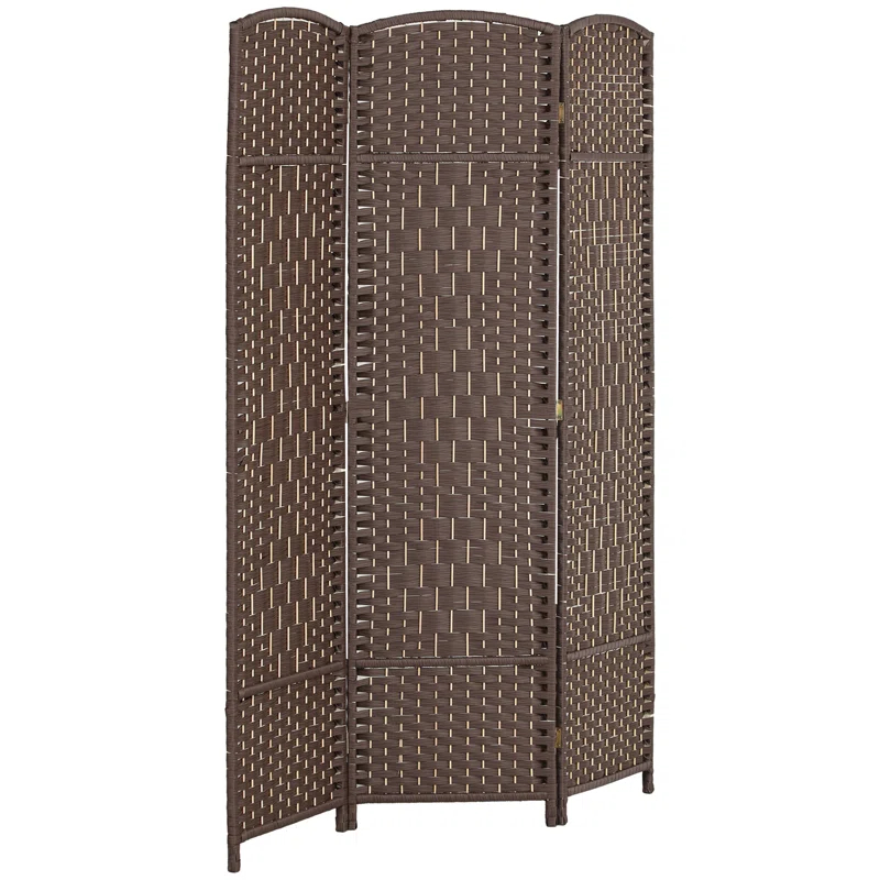 Winston Porter 3 Panel Room Divider, 6' Tall Folding Privacy Screen, Hand-Woven Freestanding Wall Partition For Home Office, Bedroom