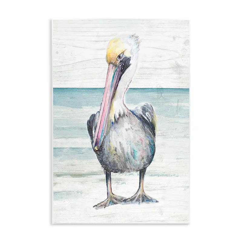 Stupell Industries " Pelican Bird Standing Beach Sand Grain Pattern " by Patricia Pinto