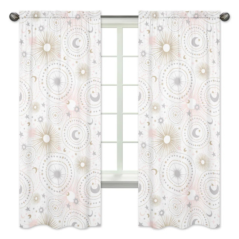 Sweet Jojo Designs Celestial Geometric Semi-Sheer Rod Pocket Curtains/Drapes (Set of 2)