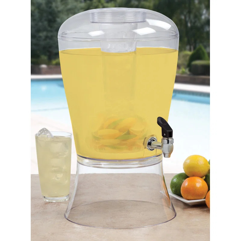 Bloomsbury Market Beverage Dispenser With Ice Cylinder And Fruit Infuser, 3 Gallon, Clear