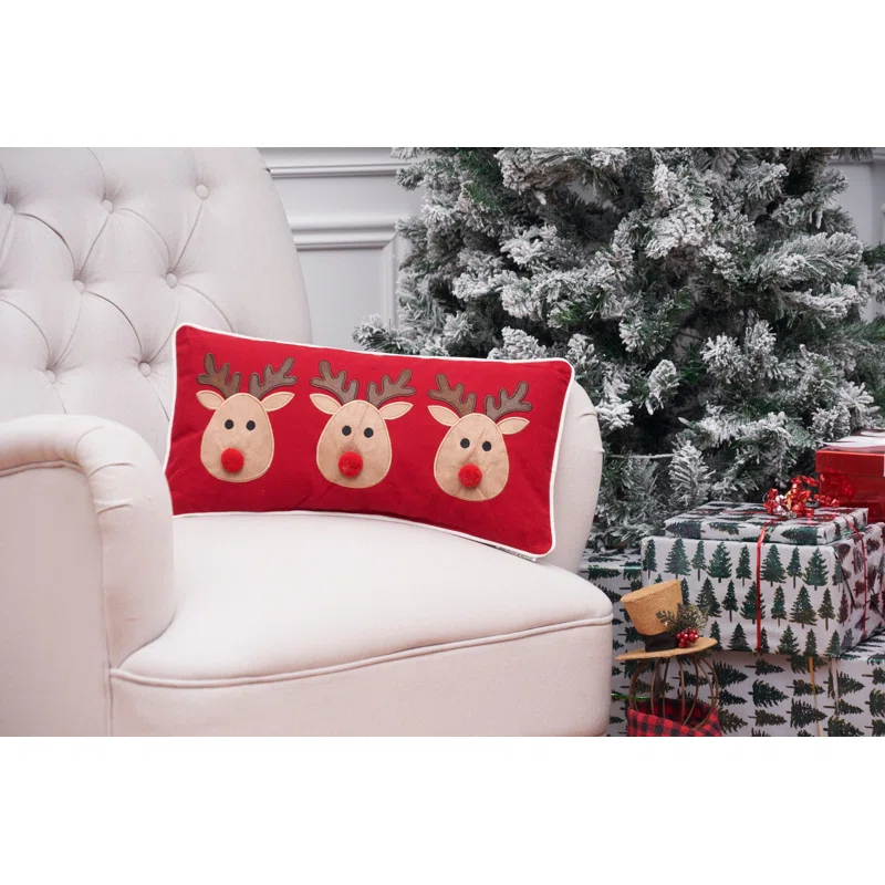 C&F Home Reindeer Games Applique Christmas Holiday Throw Pillow