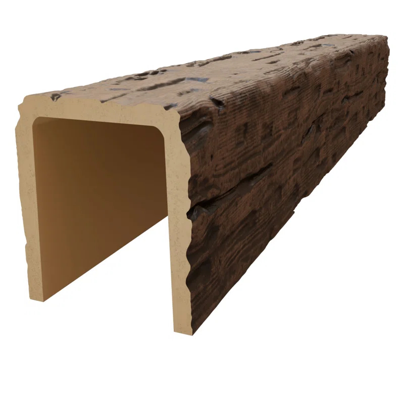 Ekena Millwork Salvaged Timber HeritageTimber Faux Wood 3-Sided Ceiling Beam (U-Beam)