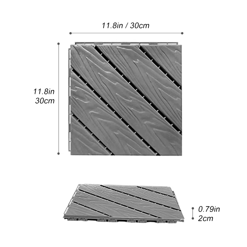SHANRUGUOJI Wood Plastic Composite Deck Tiles Set Of 35Pcs, Composite Decking Resist Rust, Water, Weather, Easy To DIY & Maintain, Indoor&Outdoor,Ideal For Patios, Balconies, Rooftops, Decks, 12X12in