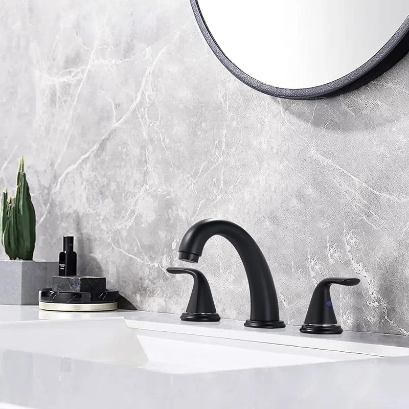 Aleasha Widespread Bathroom Sink Faucet, 3 Hole Faucet With Pop-Up Drain