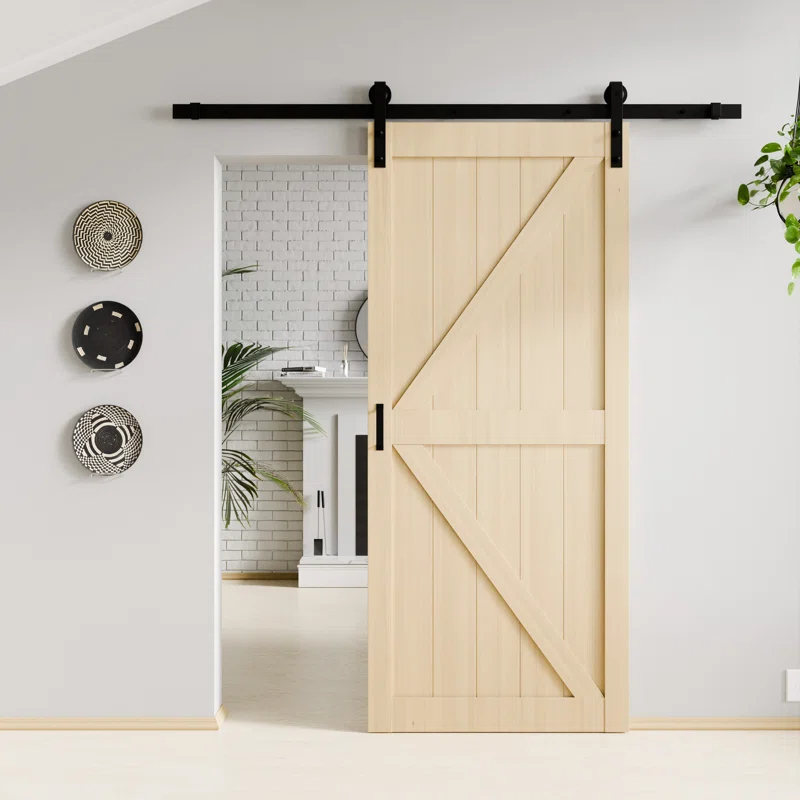 ANZZI ANZZI Heavy Duty Sturdy Wood Single Sliding Barn Door - Solid Core MDF And PVC - Knockdown Design - Hardware Included - Space-Saving Solution